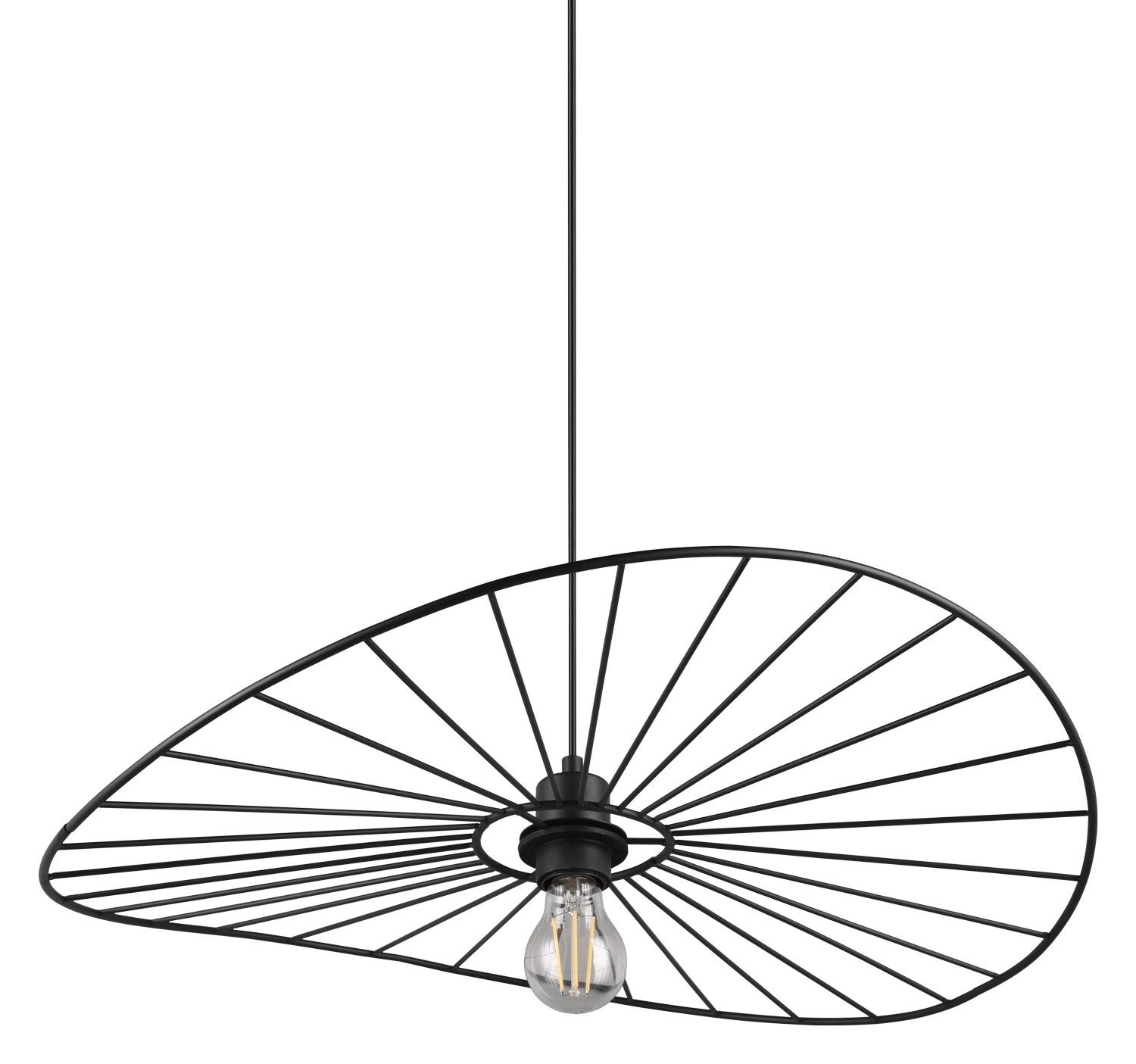 Reality Leuchten Pendelleuchte CHAPEAU, 1-flammig, Schwarz matt, Metall, H 150 cm, ohne Leuchtmittel, Hängeleuchte, Hängelampe