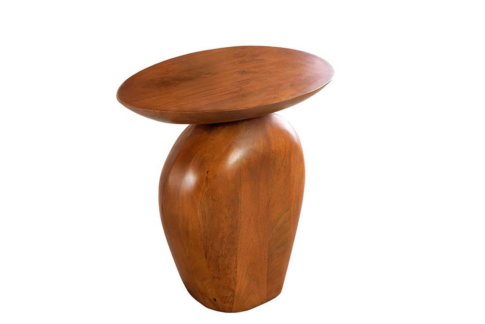 riess-ambiente Beistelltisch ORGANIC 50cm braun - Mangoholz, Säulenfuß, Blickfang, oval, lackiert (Einzelartikel, 1-St), Einzigartiger Ablagetisch - ideal f. Wohn- & Schlafzimmer od. Sitzecke