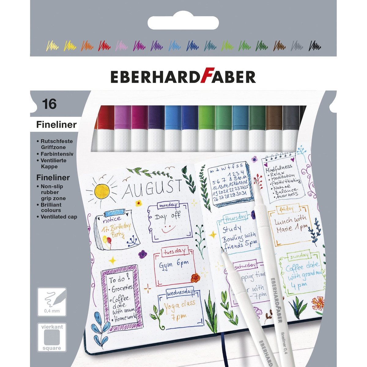 Eberhard Faber Fineliner EBERHARD FABER Fineliner 16 Stück Kartonetui