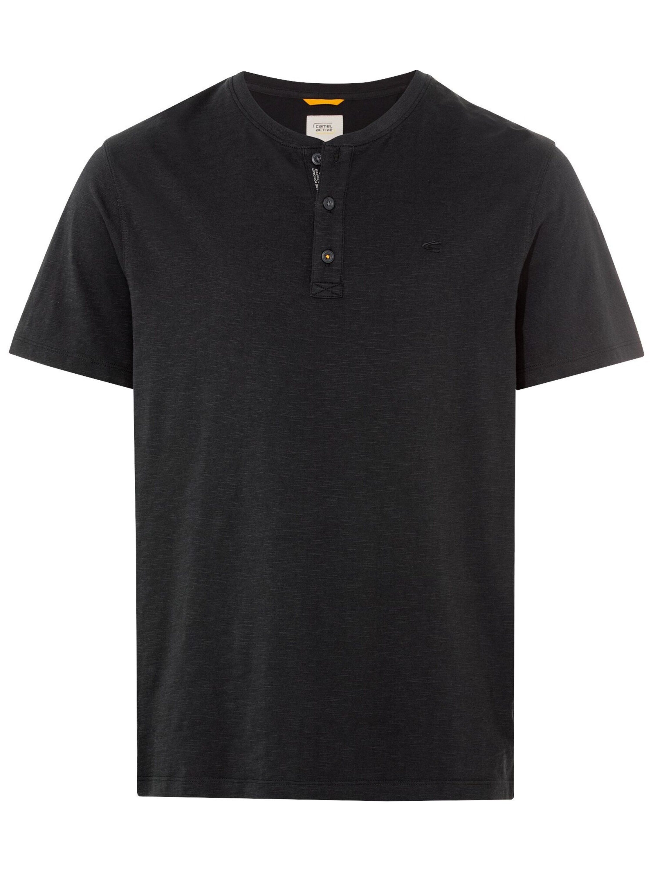 camel active Henleyshirt aus reiner Baumwolle Kurzarm