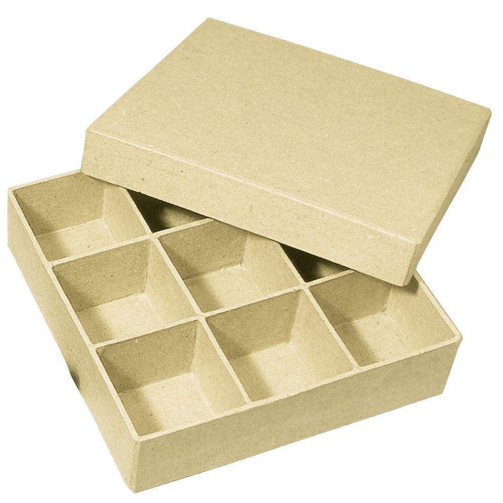 Rayher Deko-Buchstaben Pappmache Sortierbox 14x14x3,5cm qu.+9F.