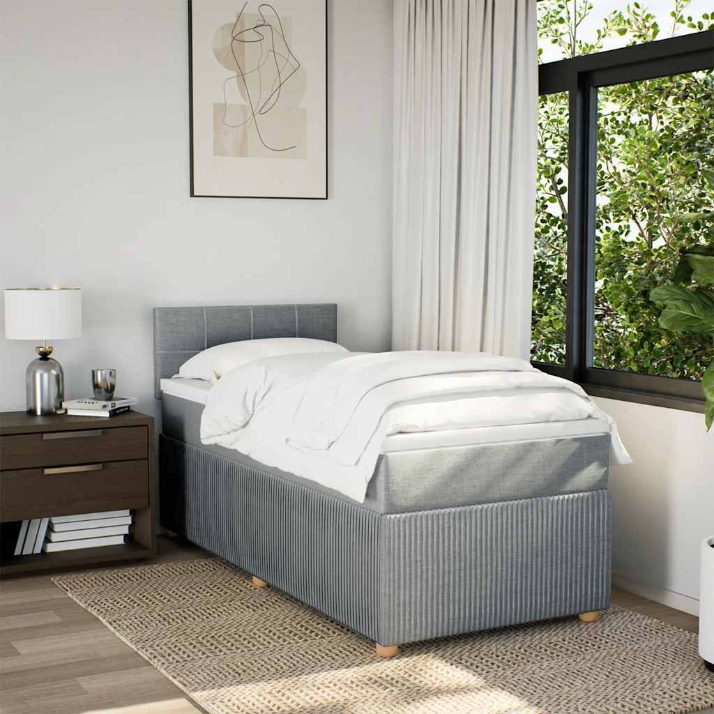 vidaXL Bett Boxspringbett mit Matratze Hellgrau günstig online kaufen