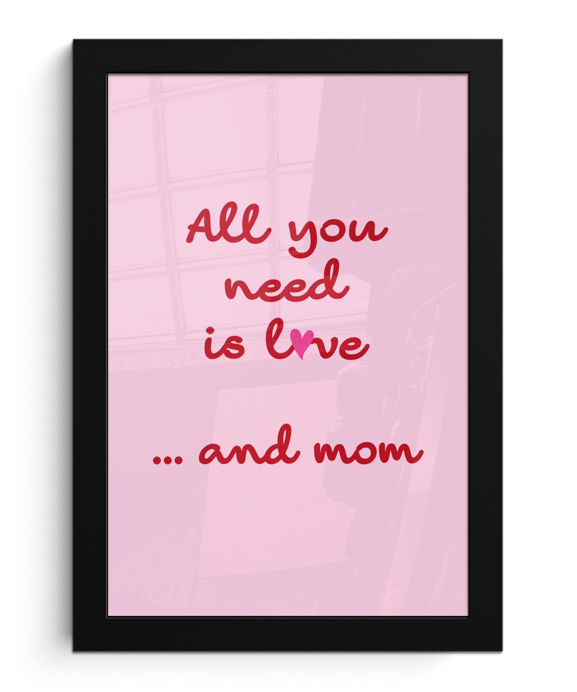 MuchoWow Poster Mutter - Liebe - Text - Rot, (1 St), Bilderrahmen, Zimmer Deko, Bild für Wohnzimmer, 20x30 cm