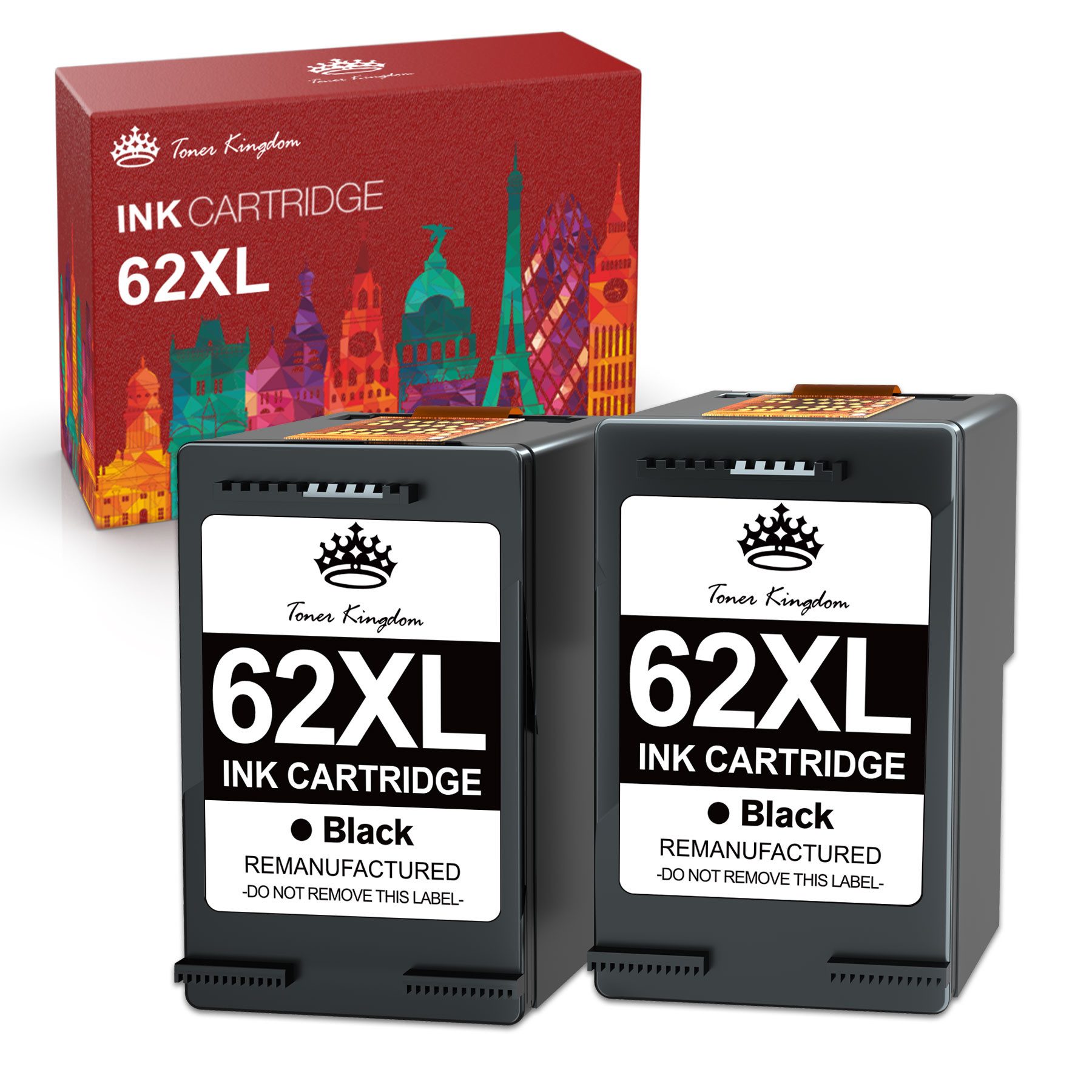 Toner Kingdom 2 Patronen für HP 62XL OfficeJet 200 250 Mobile 5740 5744 8040 5742 Tintenpatrone (500-tlg)