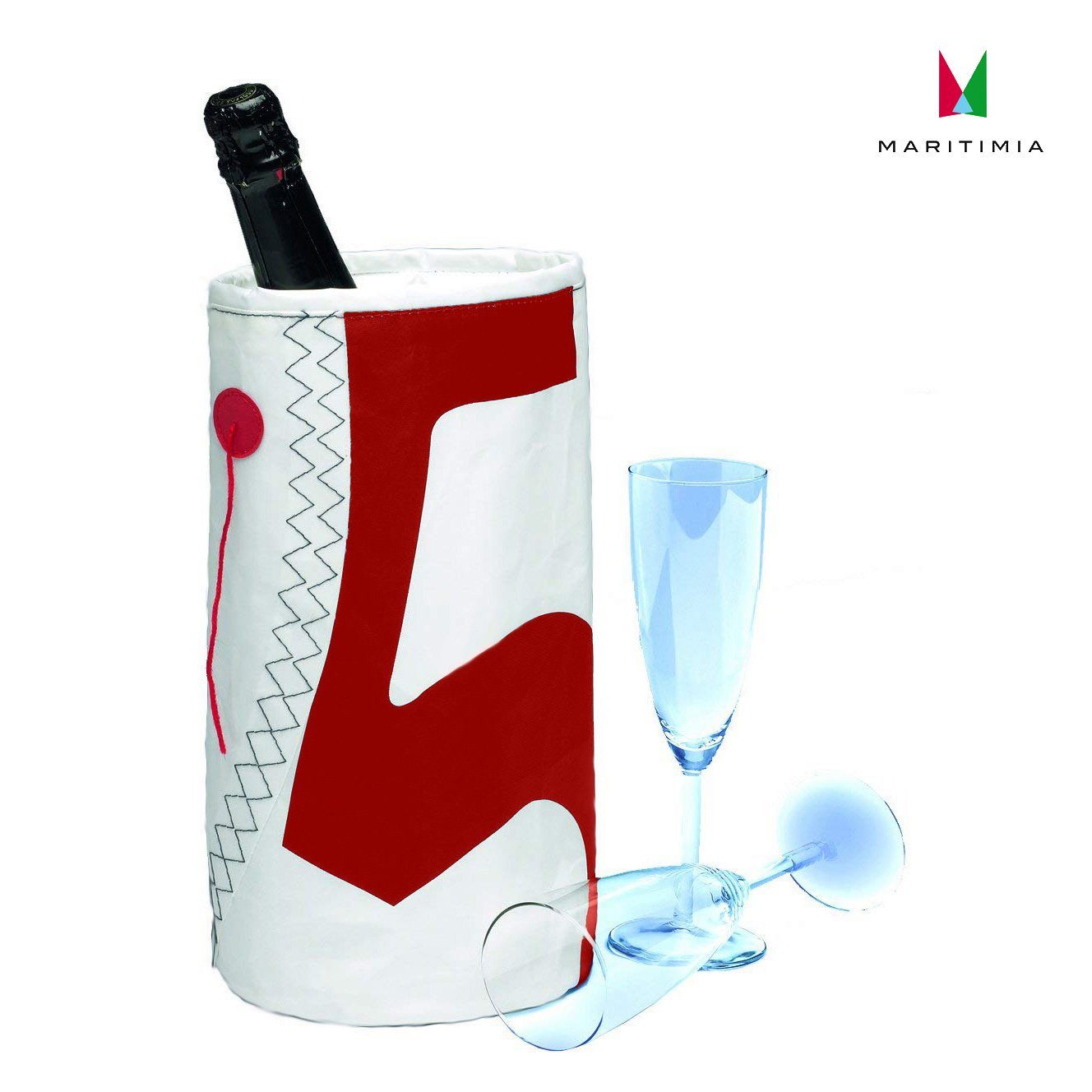 Trend Marine Weinkühler Weinkühler Wine Cooler maritim, Weiß/Rot, Boot, Yacht, Segeltuch