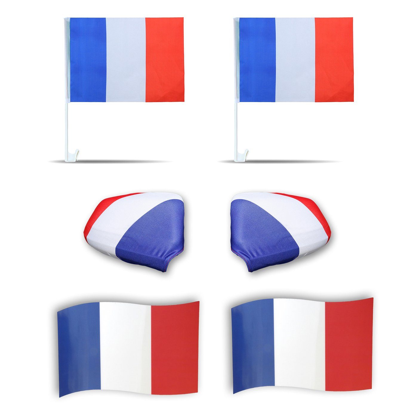 Sonia Originelli Fahne Fanpaket "Frankreich" France Fußball 3D Magnet Außenspiegel Flaggen, Magnete: 3D-Effekt