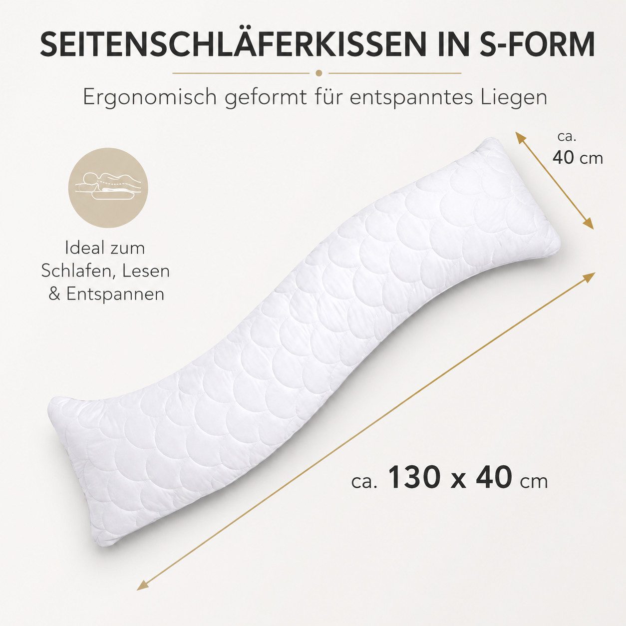 SEI Design Seitenschläferkissen 40x130 cm WELLE - in natürlicher S-Form, 1 Stück, 1-tlg., Schwangerschaftskissen Stillkissen – Bild 5 von 5