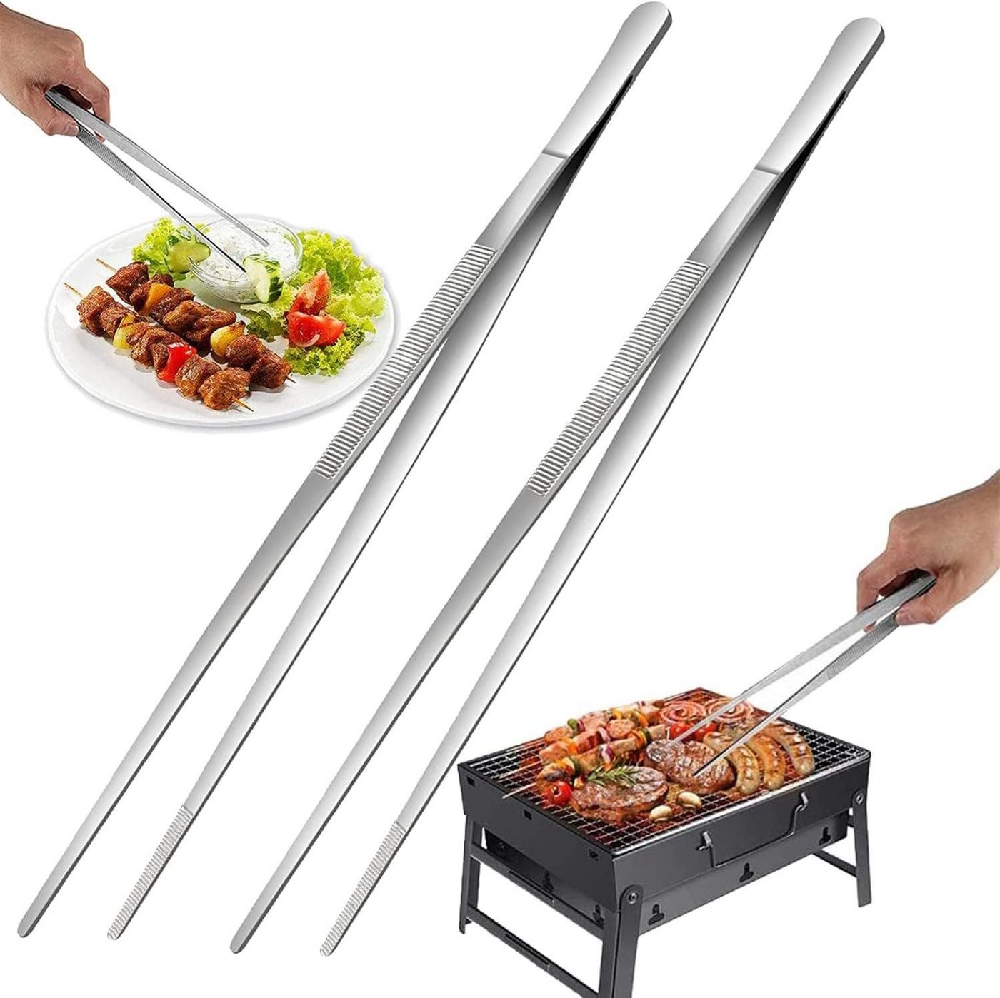 FELIXLEO Pinzette Kochpinzette, 30cm Küchenpinzette Edelstahl, für Kochen und Braten