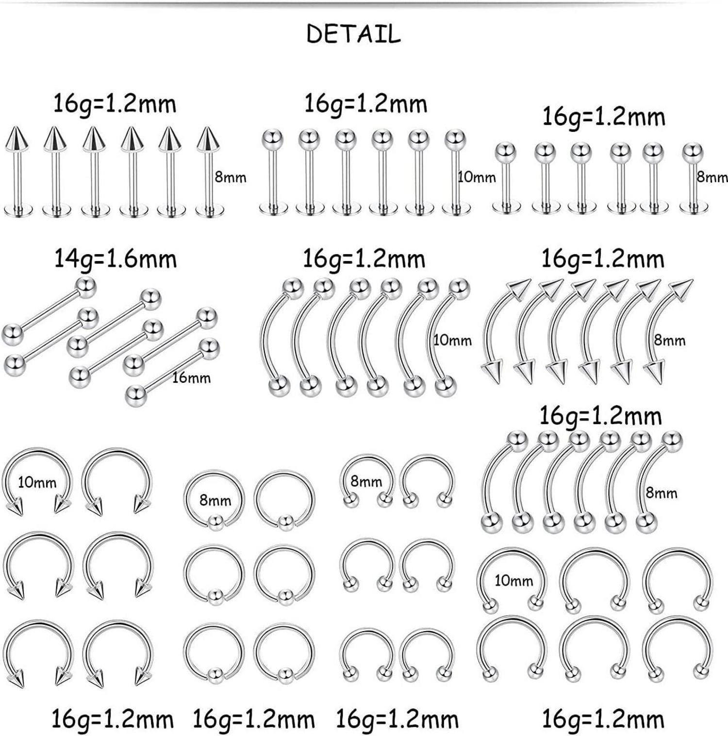 LOLIAS Piercing-Set 84 Stück Professionelles Piercing günstig online kaufen