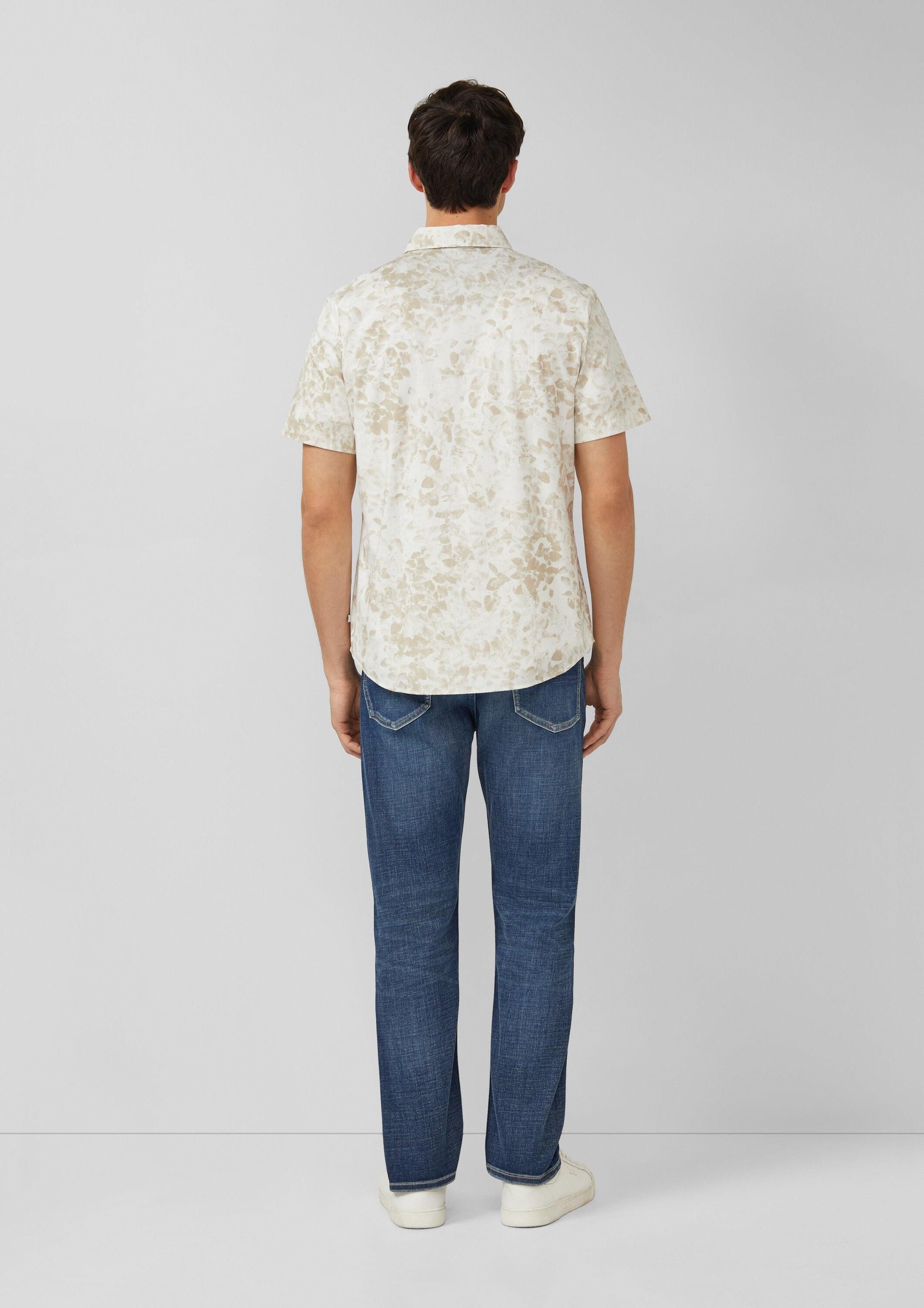 s.Oliver Kurzarmhemd Hemd Slim Fit: Kurzarmhemd mit All-over-Print und Brusttasche