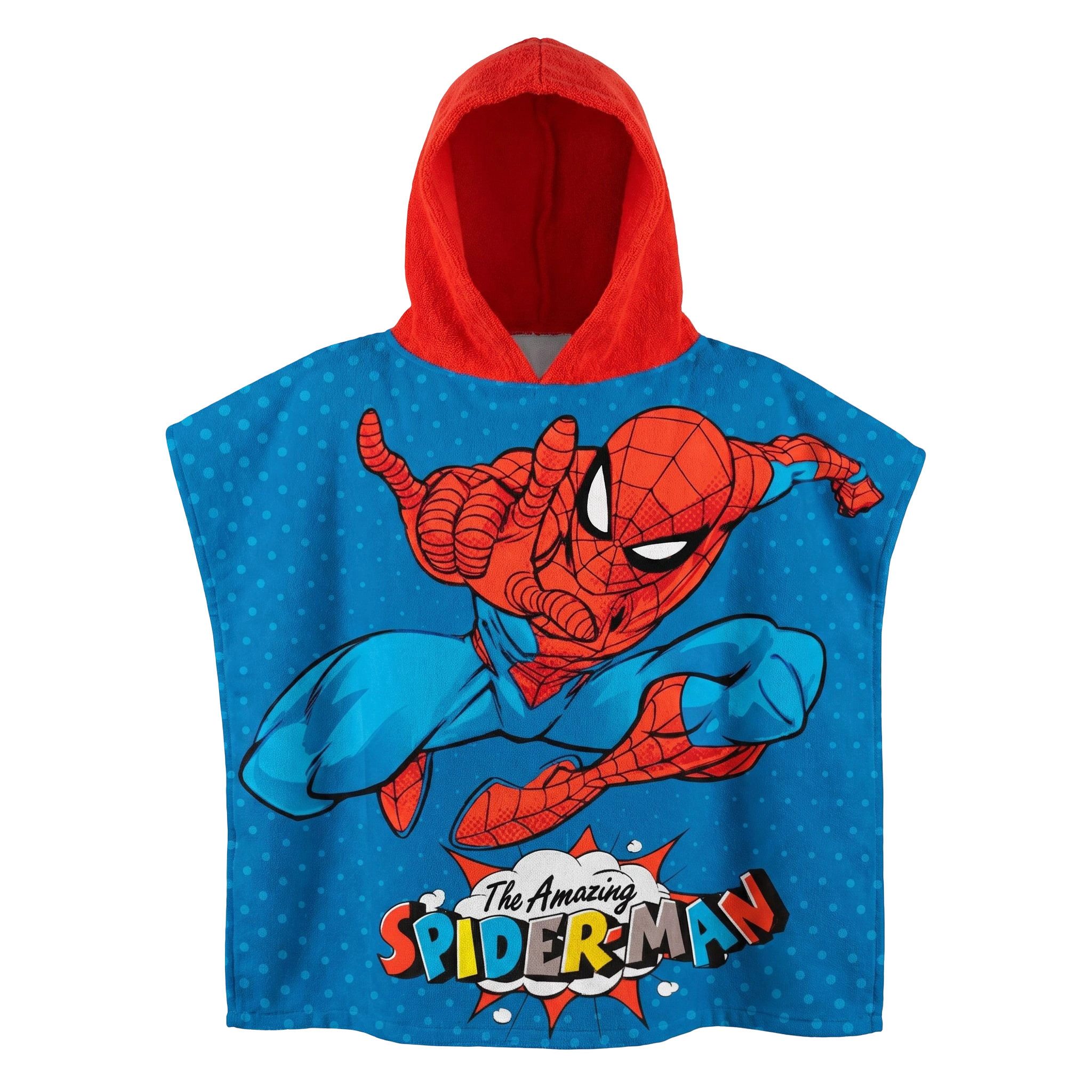 MARVEL Badeponcho Marvel Spiderman Kinder Poncho Badeponcho 100% Baumwolle, Baumwolle, Kapuze, Kinderponcho