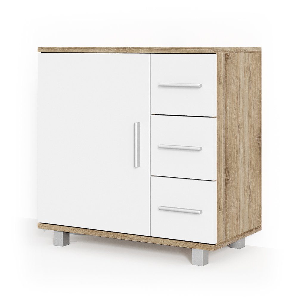 Vicco Waschbeckenunterschrank Ilias, Weiß/Sonoma, 60 x günstig online kaufen