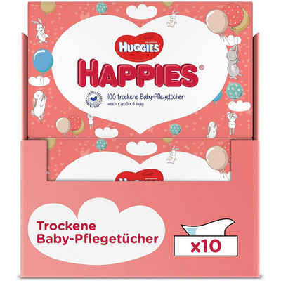 HUGGIES Windeln Happies trockene Baby-Pflegetücher, weich, 10 x 100 Babytücher