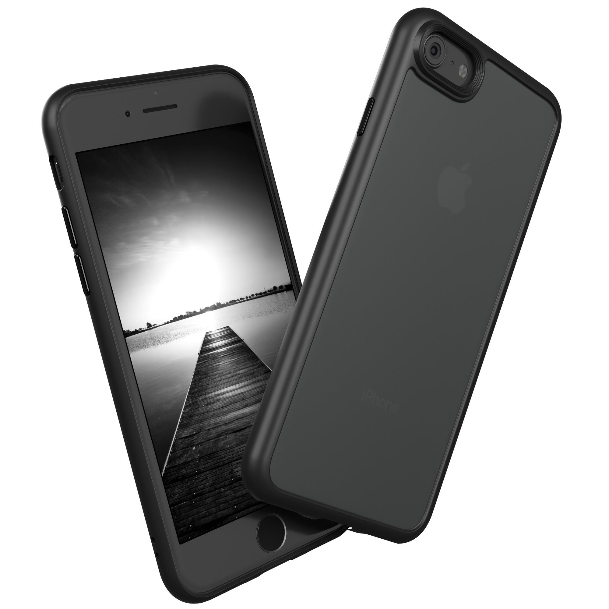 EAZY CASE Handyhülle Outdoor Case für iPhone SE 2022/2020 & iPhone 8/7 4,7 Zoll, Hülle Outdoor kratzfest Schutzhülle mit Kameraschutz Robust Schwarz