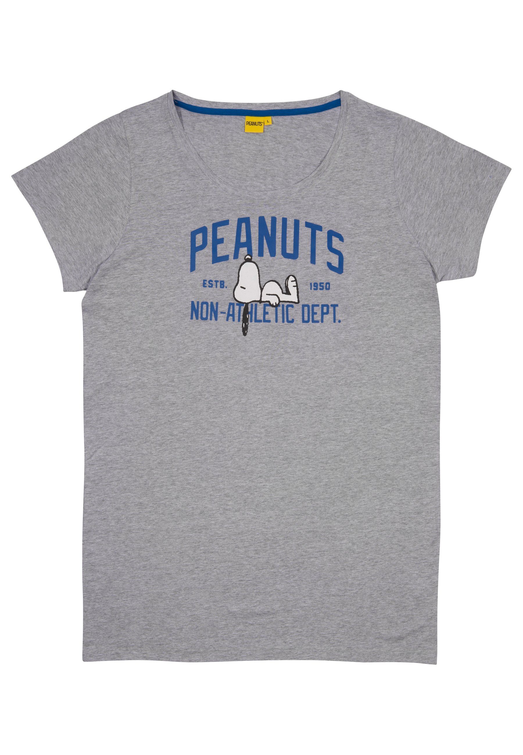 Schlafshirt Kurzarm Nachthemd Nachthemd - Labels® Pyjama Snoopy Grau United Peanuts The Damen
