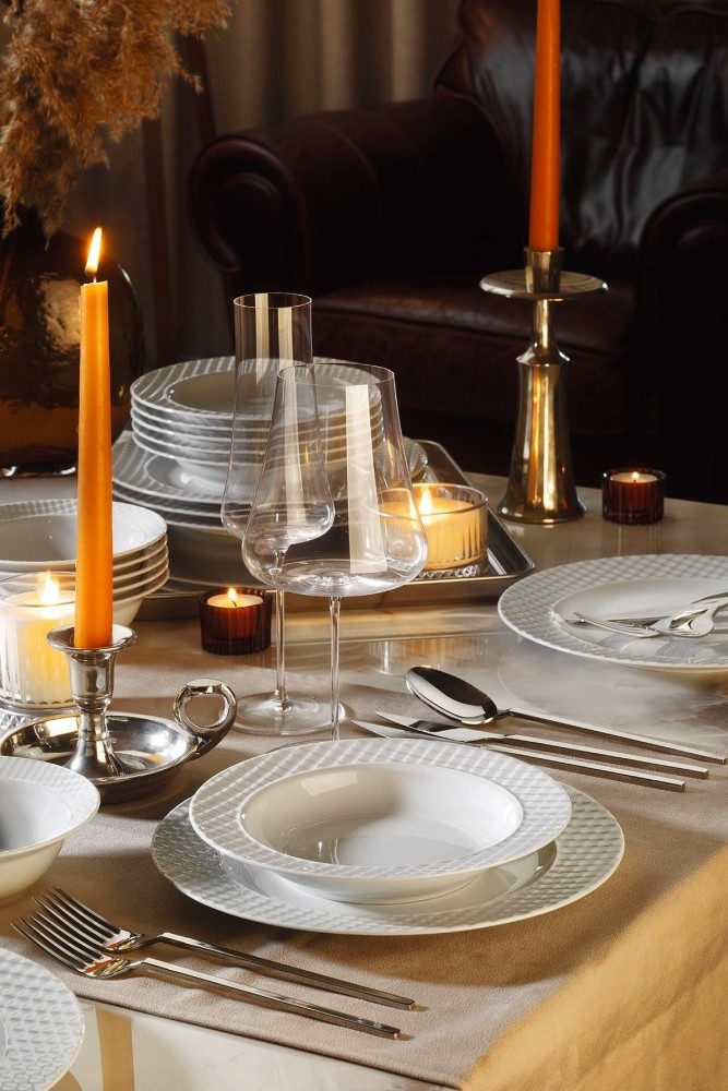 Kütahya Porselen Tafelservice Kütahya Porselen Ekose 18-tlg. Geschirrset für 6 Personen Weiß, 6 Personen, Porzellan