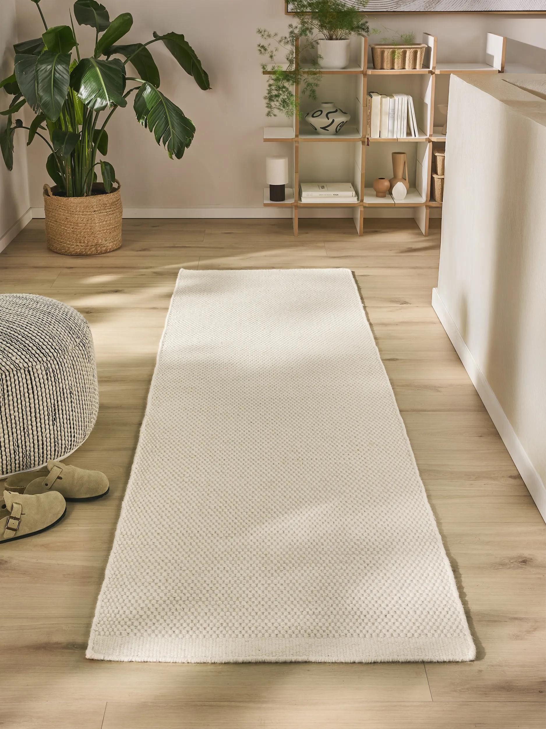 benuta Wollteppich Rocco, rechteckig, Höhe: 5 mm, Teppich Wohnzimmer, Schlafzimmer, Esszimmer, Flur, Kunstfaser, Cozy
