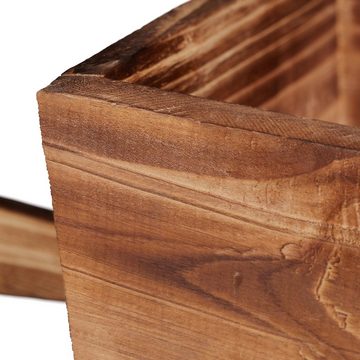 relaxdays Pflanzschale Pflanzschubkarre aus Holz