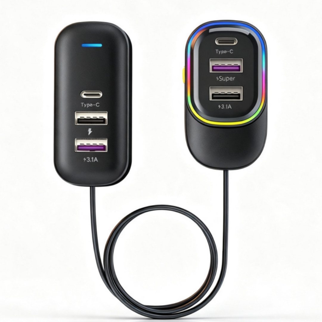 neue dawn Auto Ladegerät USB C 6Port Zigarettenanzünder KFZ Schnellladen Adapter KFZ-Netzteil (66W Schnellladeadapter, 6 Port, Auto, 4*USB A + 2*Type C, Multiport)