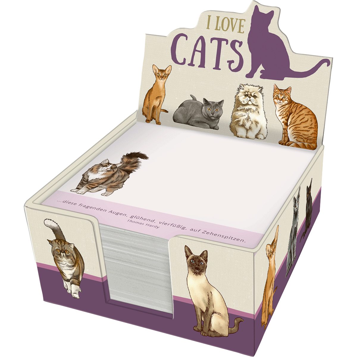 Schreibtischunterlage Zettelkästchen – I love cats