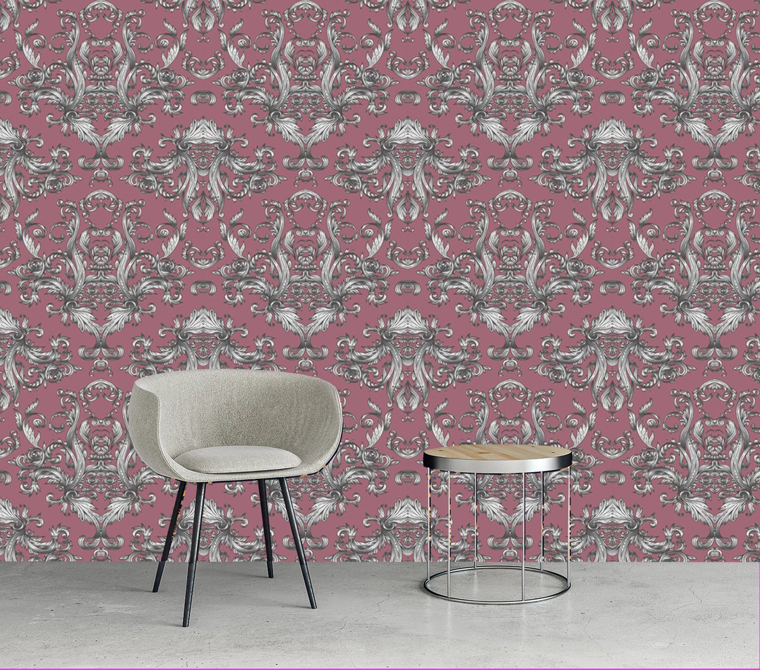 queence Vinyltapete Daniella, glatt, Antikoptik, Barock, Kunst, bedruckt, 90x250cm, selbstklebend, kinderleichte Anbringung, Sticker