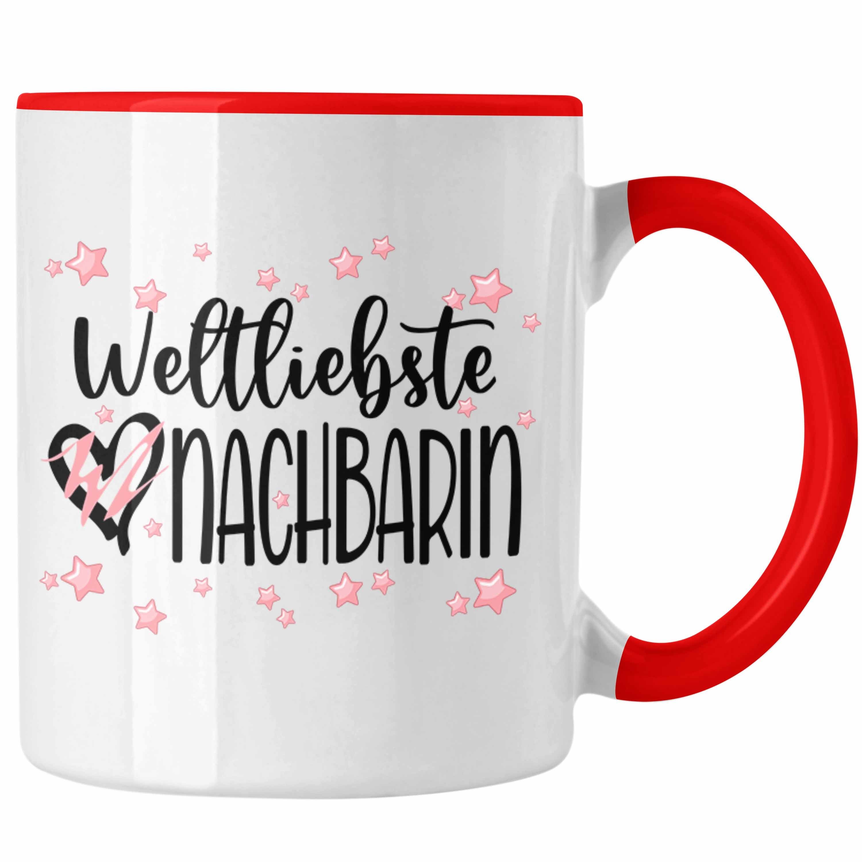 Trendation Tasse Trendation - Beste Nachbarin Tasse Geschenk Geburtstag Freundin Lieblings Nachbarin Geschenkidee Weltliebste Nachbarin Abschied Abschiedsgeschenk Rot