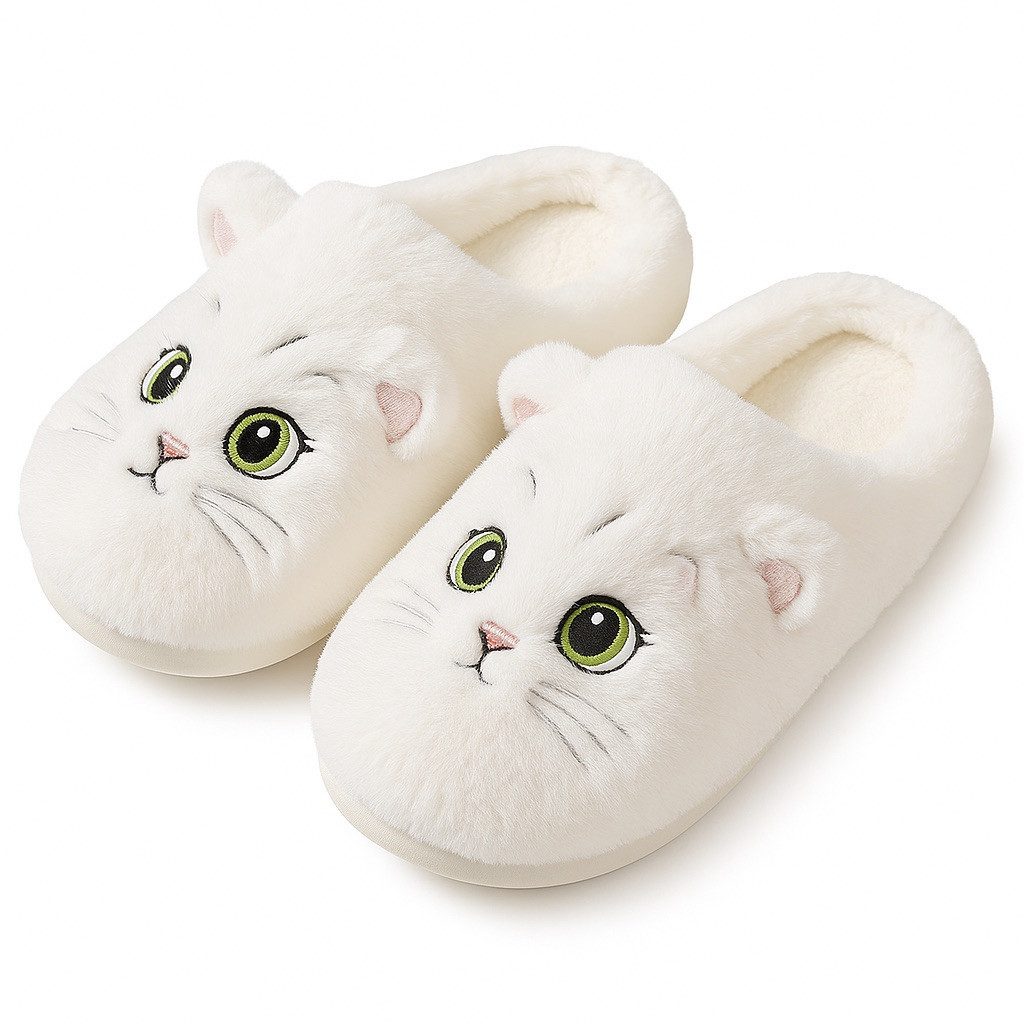 Corimori Flauschige Katzen Kätzchen Pantoffeln Plüsch Hausschuhe (Packung, Geschenk) super süße Plüsch Hausschuhe für Kinder und Erwachsene, EU Größe 38-39