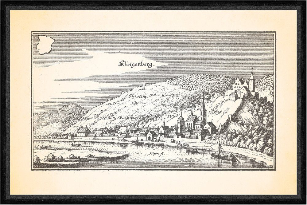 Kunstdruck Klingenberg Untermain Weinbau Stadtschloß Brunntorturm Faks_Merian 00