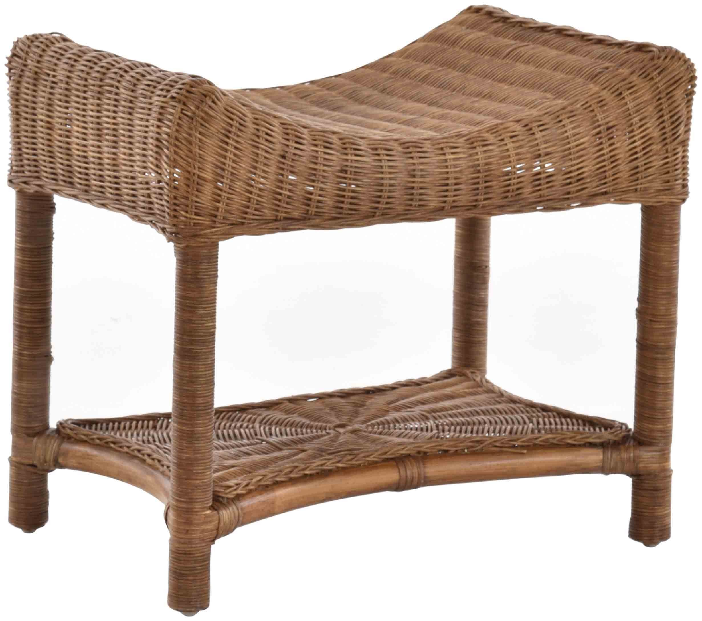 Home Rattanhocker Krines Schemel Sitzhocker Hellbraun Rattan, echtem Hocker Hocker geschwungen Fußhocker aus