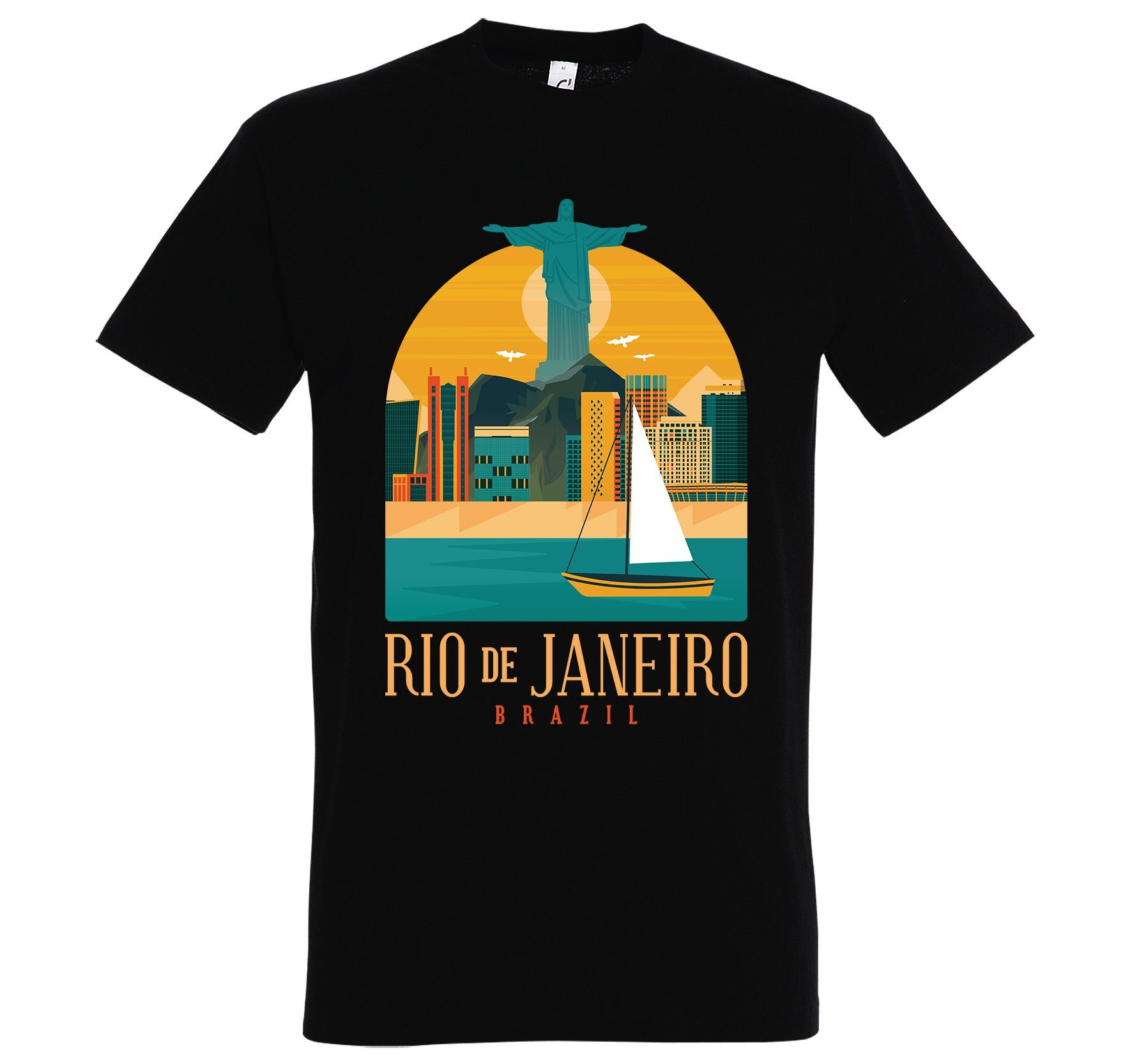 Herren Designz Youth Frontprint T-Shirt Schwarz mit De Shirt Janeiro trendigem Rio
