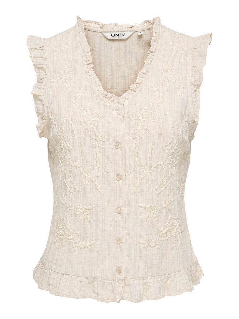 ONLY Blusenshirt ONLELLYS S/L FRILL EMB TOP WVN