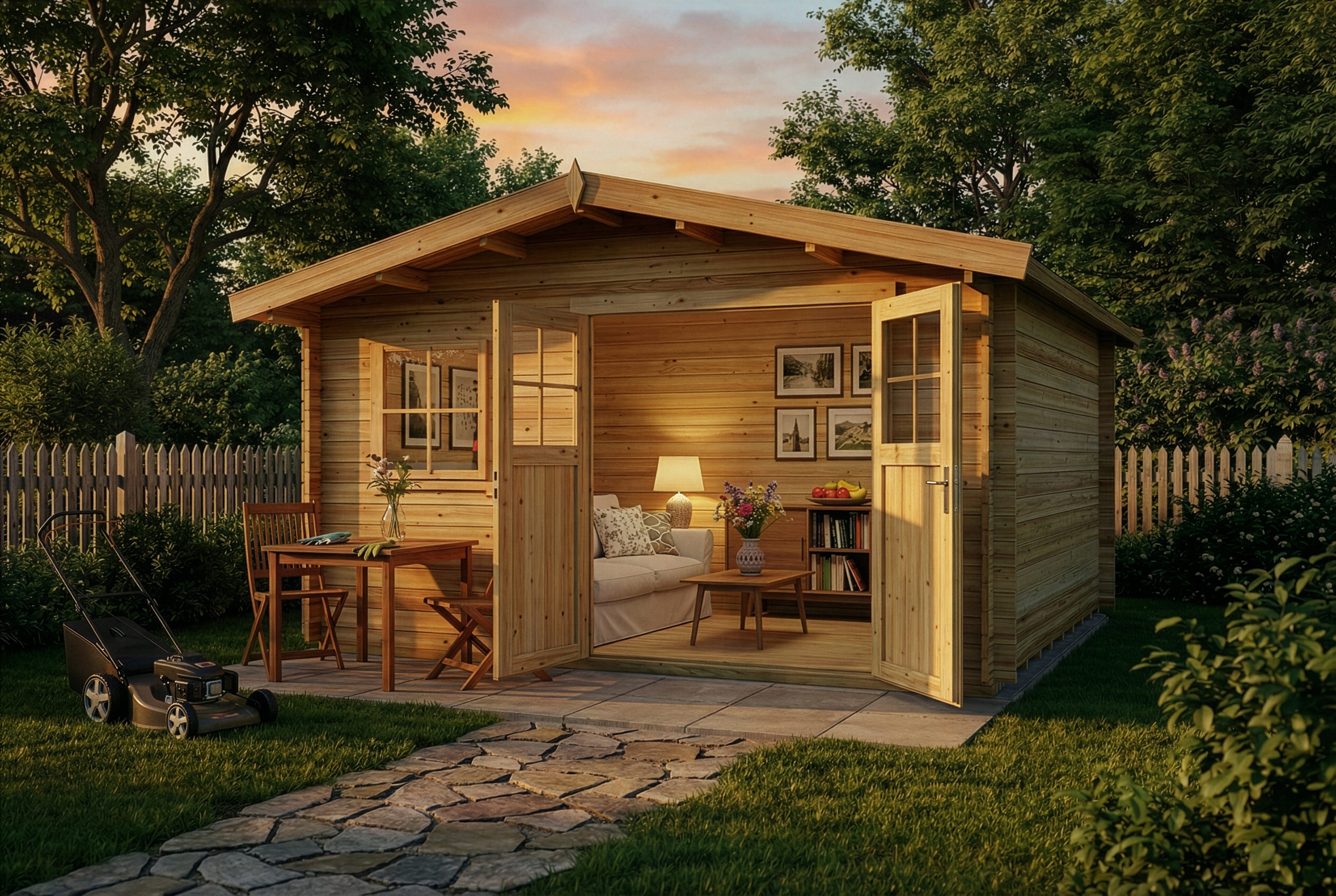 Alpholz Gartenhaus Holz Valeria, BxT: 438x427 cm, in Naturbelassen Inkl. Fußboden mit 28mm Wandstärke