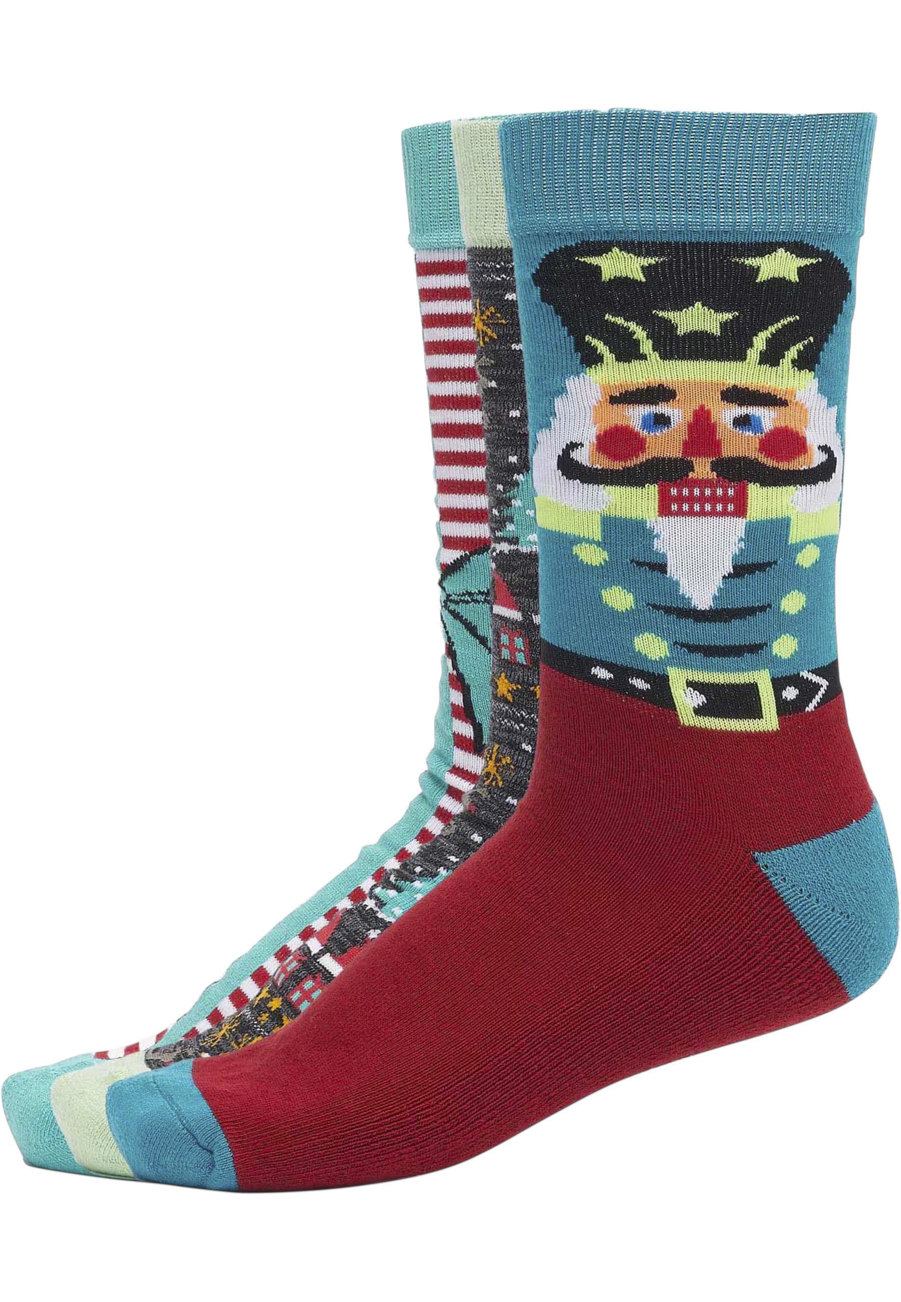 URBAN CLASSICS Basicsocken Urban Classics Unisex Christmas Nutcracker Socks 3-Pack (1-Paar)