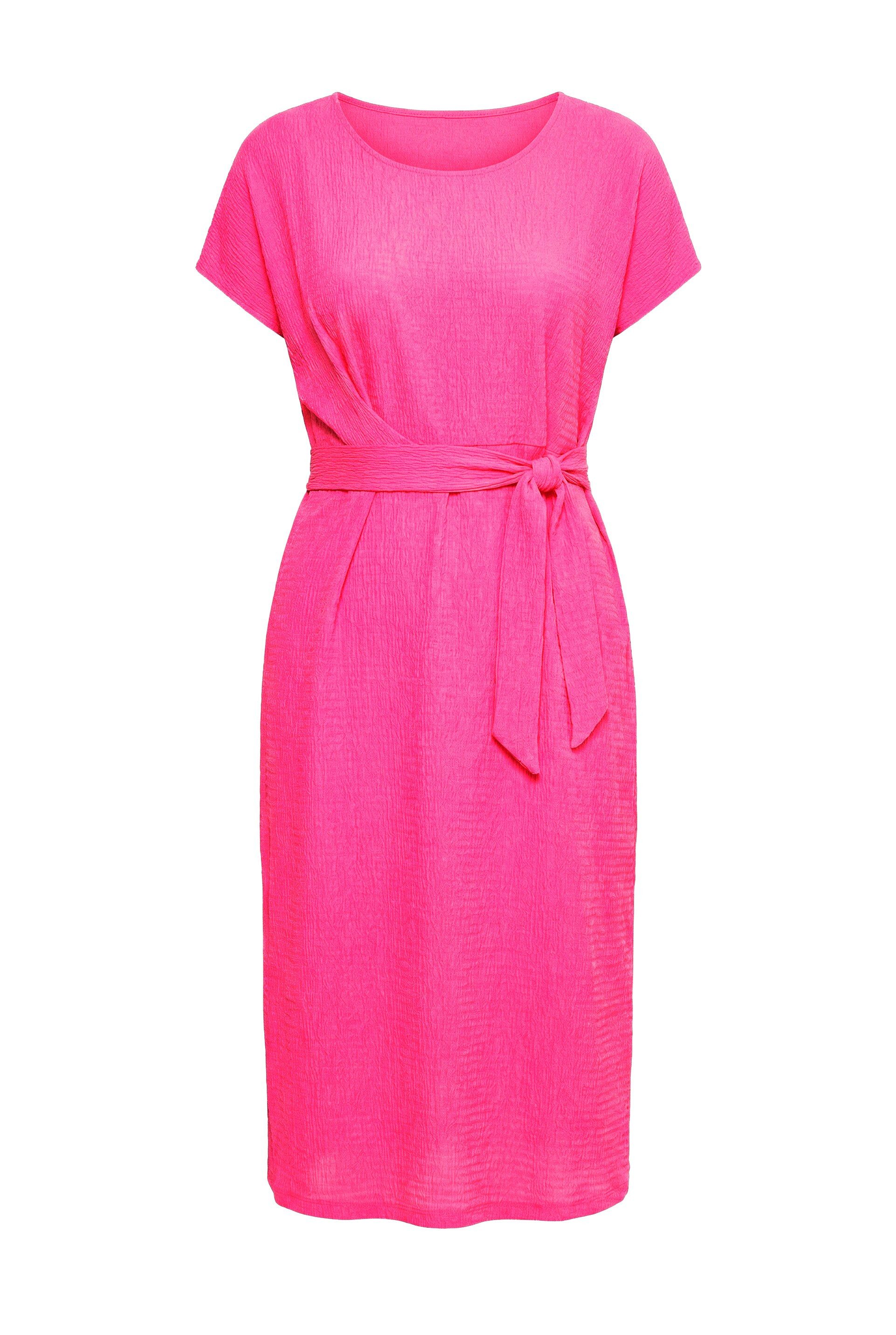 MIAMODA Midikleid Jerseykleid Midilänge Drapierung mit Bindeband – Bild 2 von 3