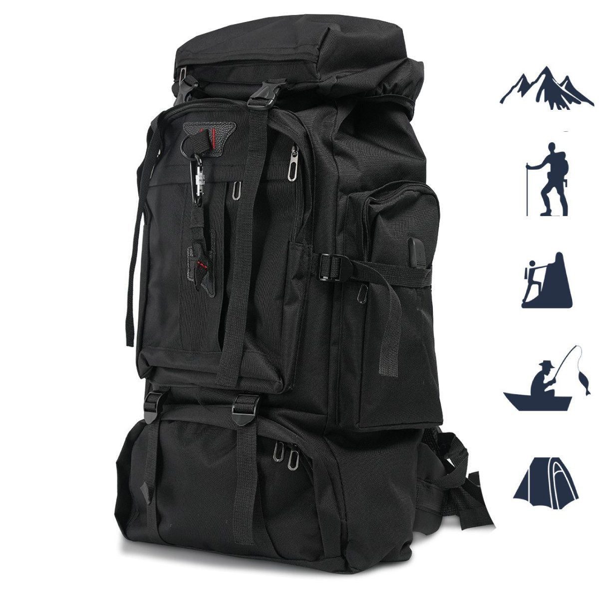 ibettertec Tourenrucksack Wanderrucksack 70L Reiserucksack Militär Rucksack für Camping (Trekkingrucksack für Wandern, Klettern, Reisen Sport), Separatem Schuhfach, wasserdicht, ultraleicht und reißfest