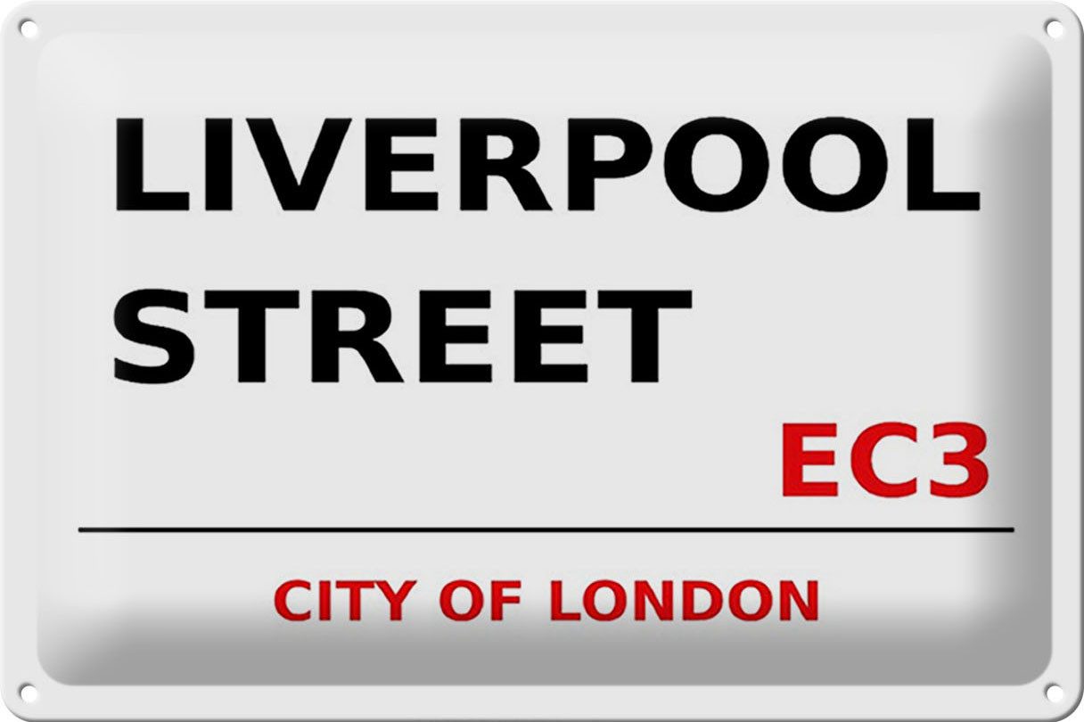 Hebold Metallschild Schild Blech 30x20cm - Made in Germany - London City Liverpool Street