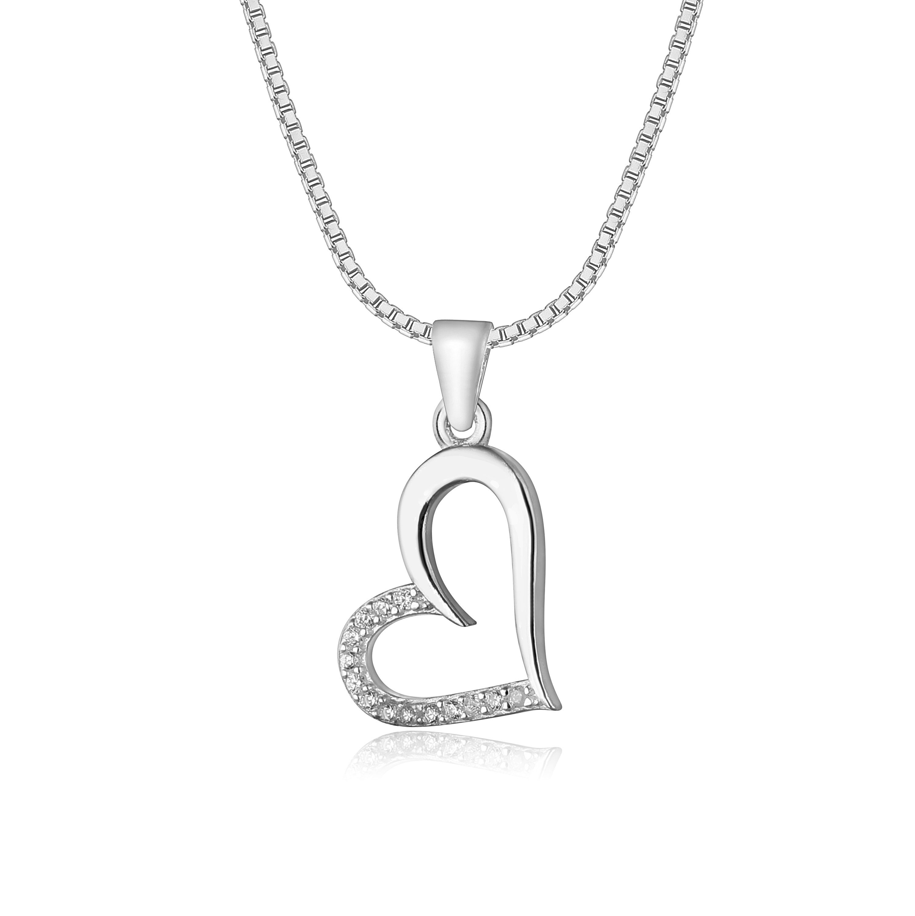 NAHLE Kette mit Anhänger Silberkette Herz Halskette (inklusive Schmuckbox), günstig online kaufen