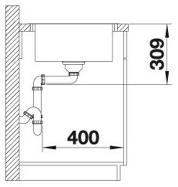 Blanco Edelstahlspüle LEMIS 45 S-IF Mini, eckig, 50/61 cm, (1 St), zum wechselseitigen Einbau geeignet