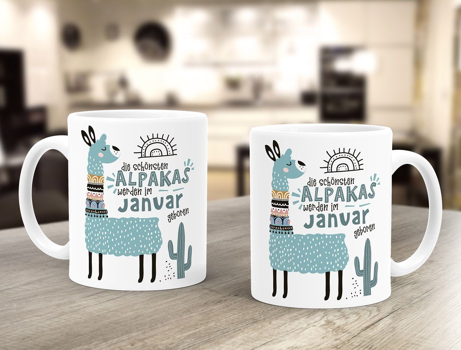 Motiv geboren werden Januar SpecialMe®, Die Januar-Dezember individuelle weiß SpecialMe Alpakas Keramik Lama anpassbares Kaffee-Tasse Schönsten Tasse Geburtsmonat im Geburtags-Geschenke