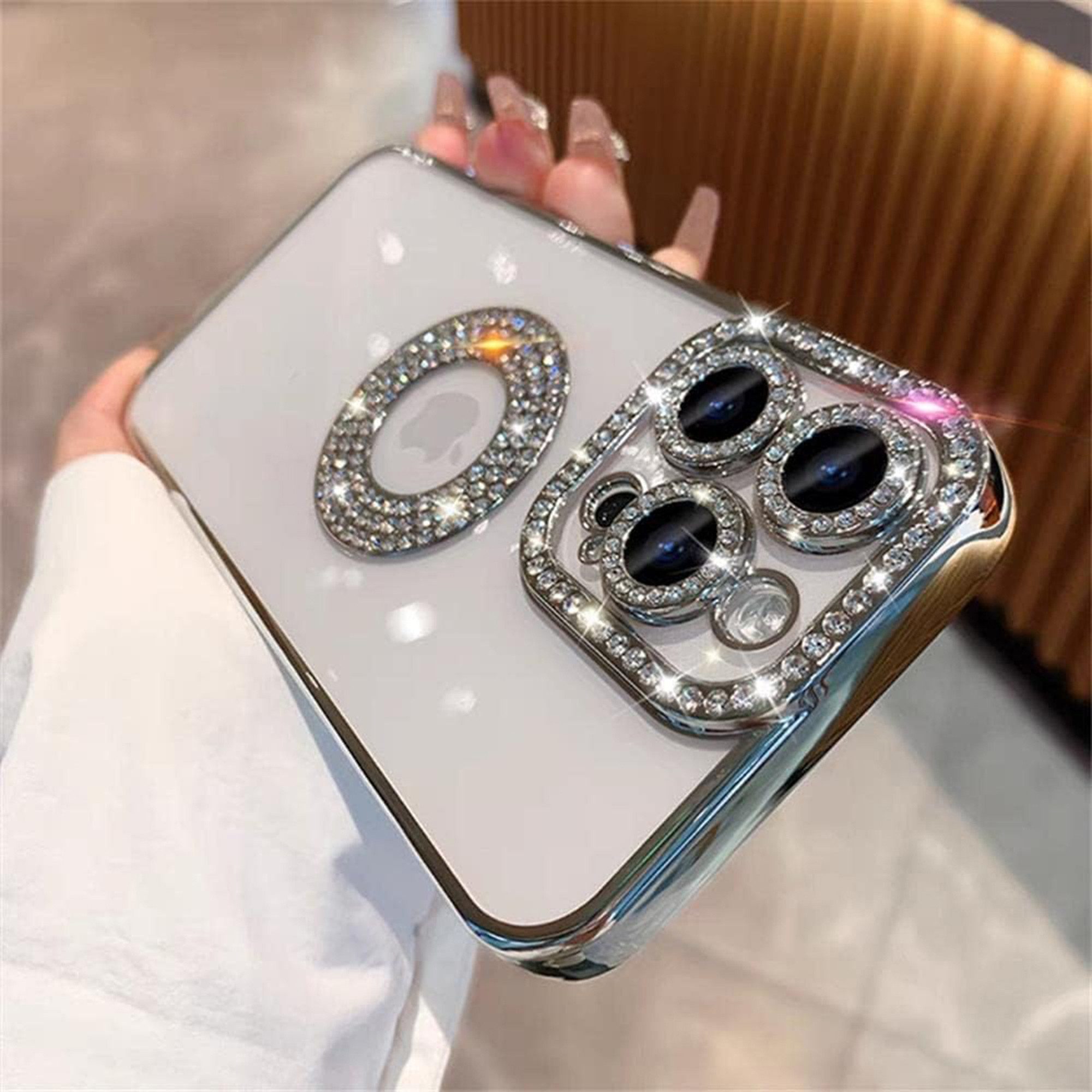 Wörleonline Handyhülle für Apple iPhone 14 Pro Max Hülle, TPU Handyhülle mit Glitzer Diamanten aus Acryl