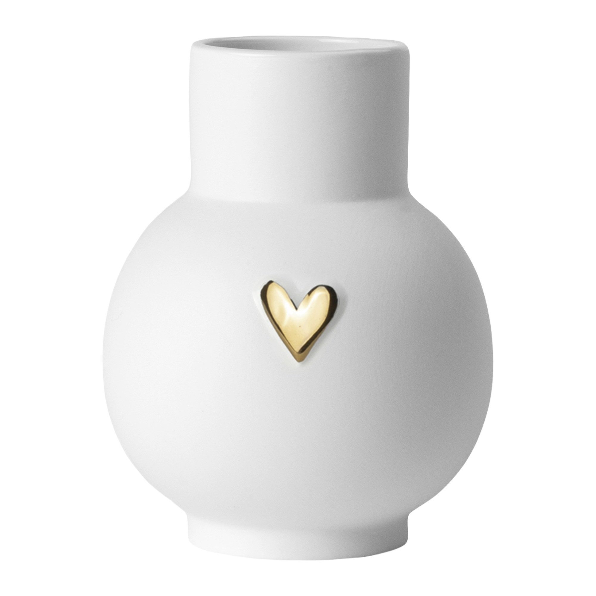 Räder Dekovase räder Lovely Kugelvase Herz Gold Porzellan in Weiß