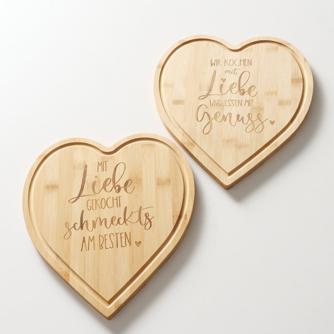BOLTZE Schneidebrett Herzförmiges Schneidebrett Liebe 2er Set Bambus