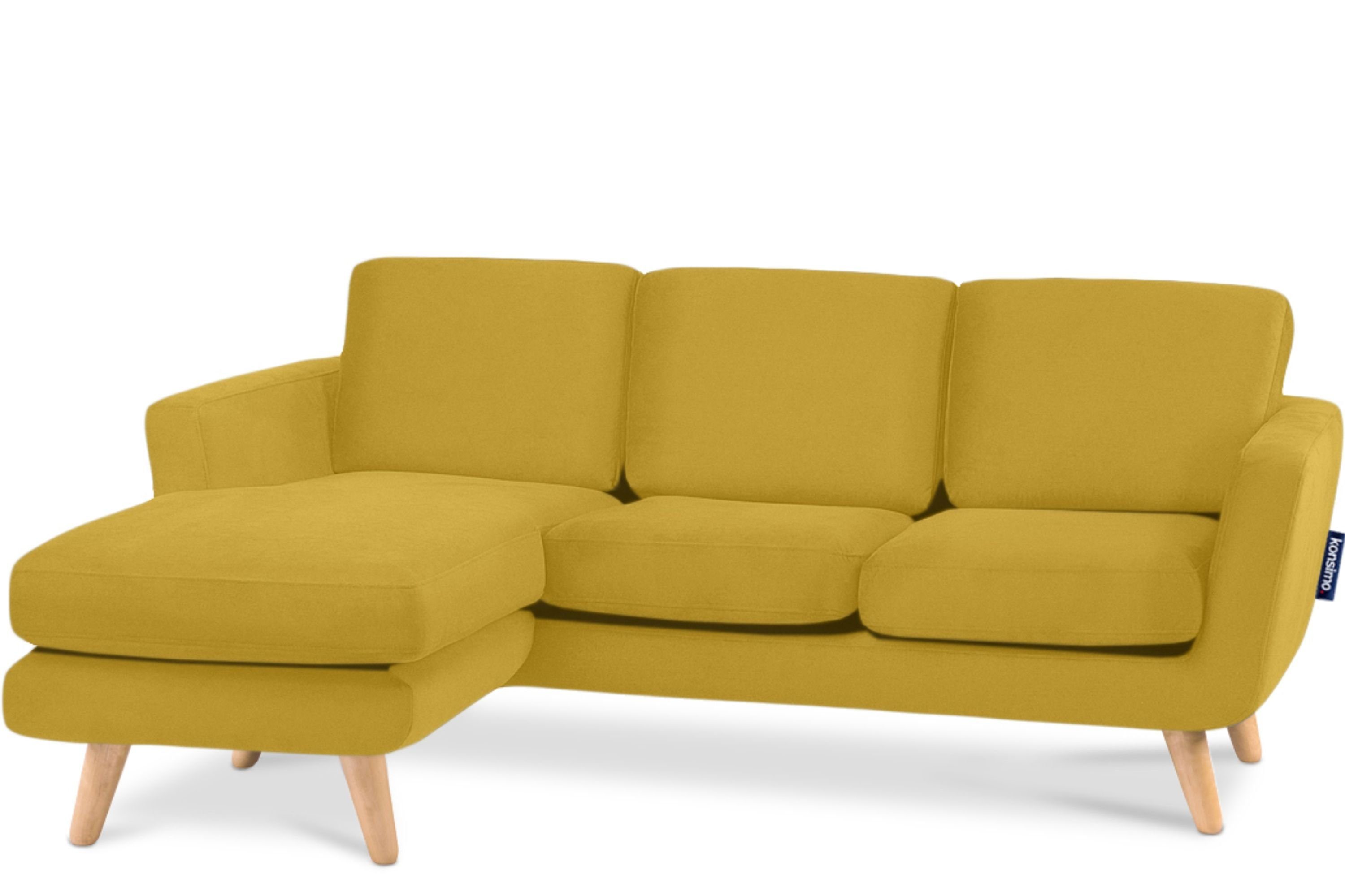 KONSIMO® Ecksofa TAGIO links, Scandi-Stil, mit Armlehnen, Made in Europe, Gestell aus Massivholz