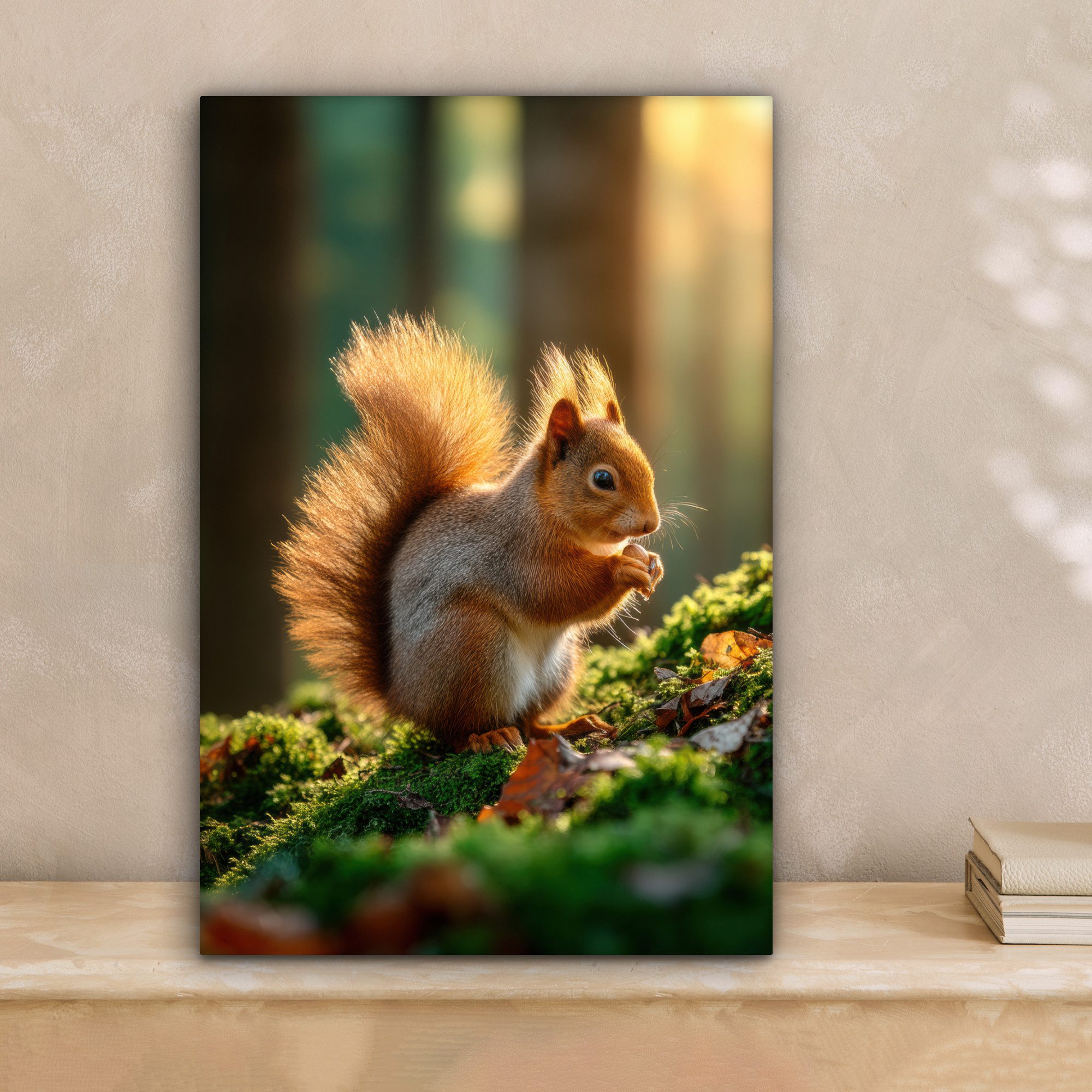 OneMillionCanvasses® Leinwandbild Eichhörnchen - Nuss - Gras, Fotodruck (1 günstig online kaufen