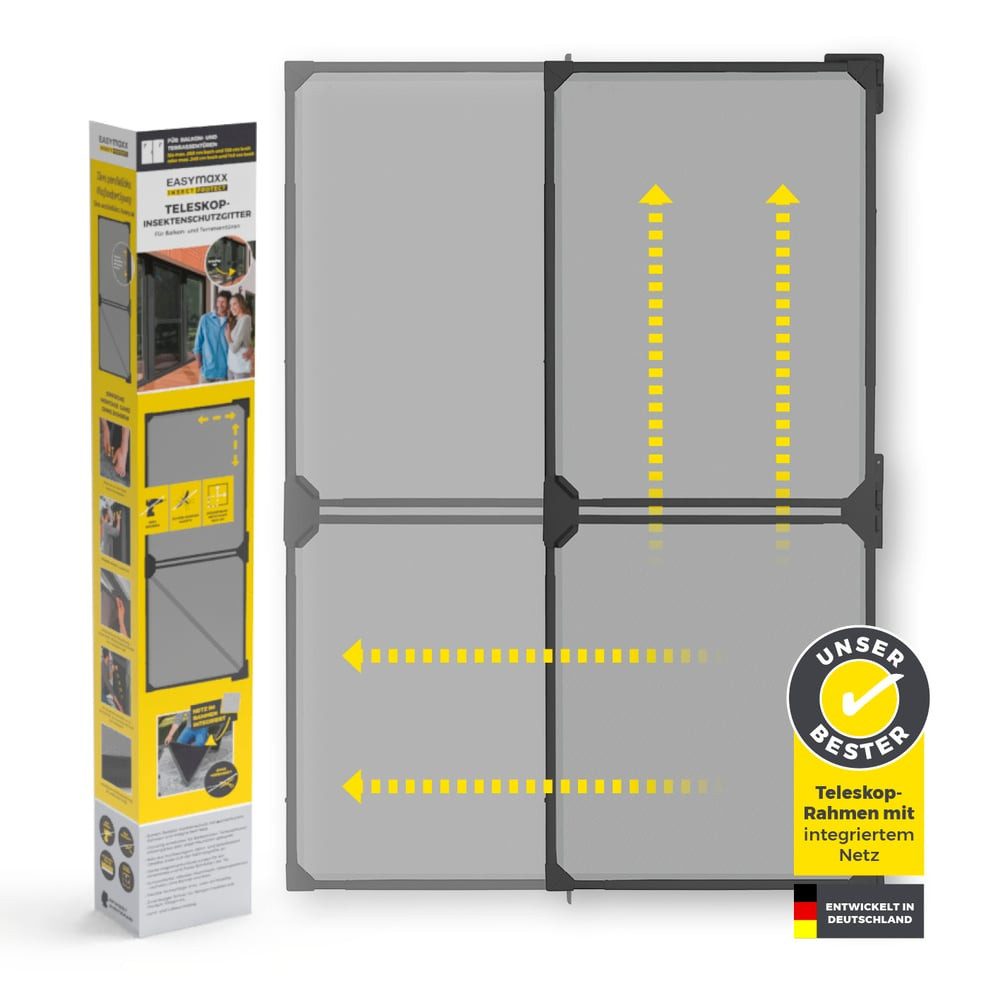 EASYmaxx Insektenschutz-Tür Moskitonetz Magic Fit 115x270cm anthrazit Schwingtür, Schutz vor Mücken Wespen Spinnen kein Bohren Kleben wettergeschützt