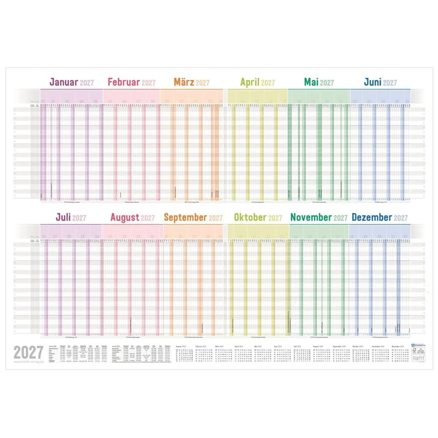 Häfft Wandkalender Urlaubs-/Team-Kalender A1+ 2027