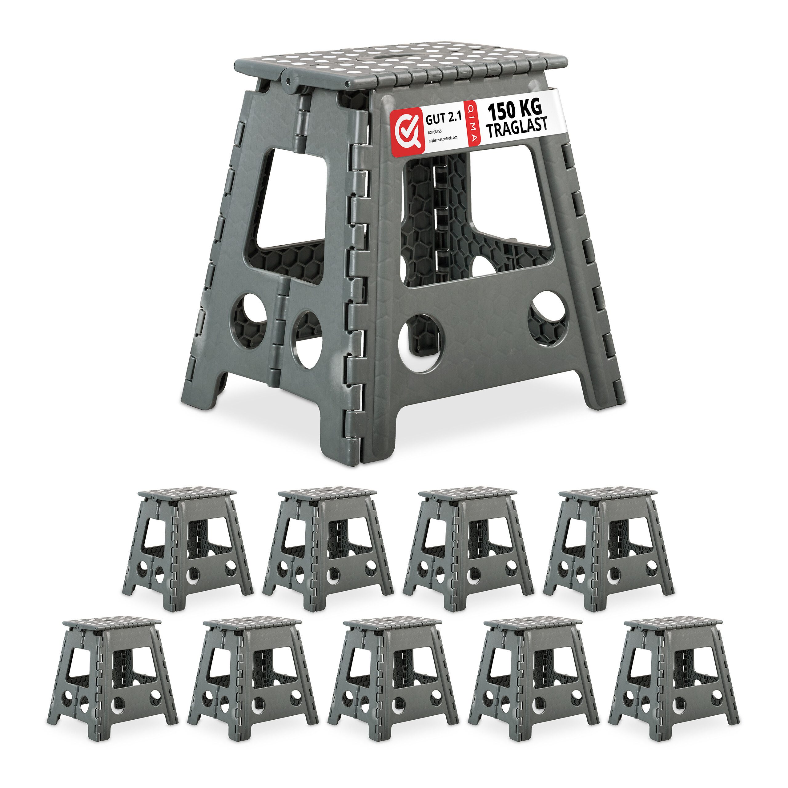 Campinghocker Klapphocker faltbar XL hellgrau 10er Set
