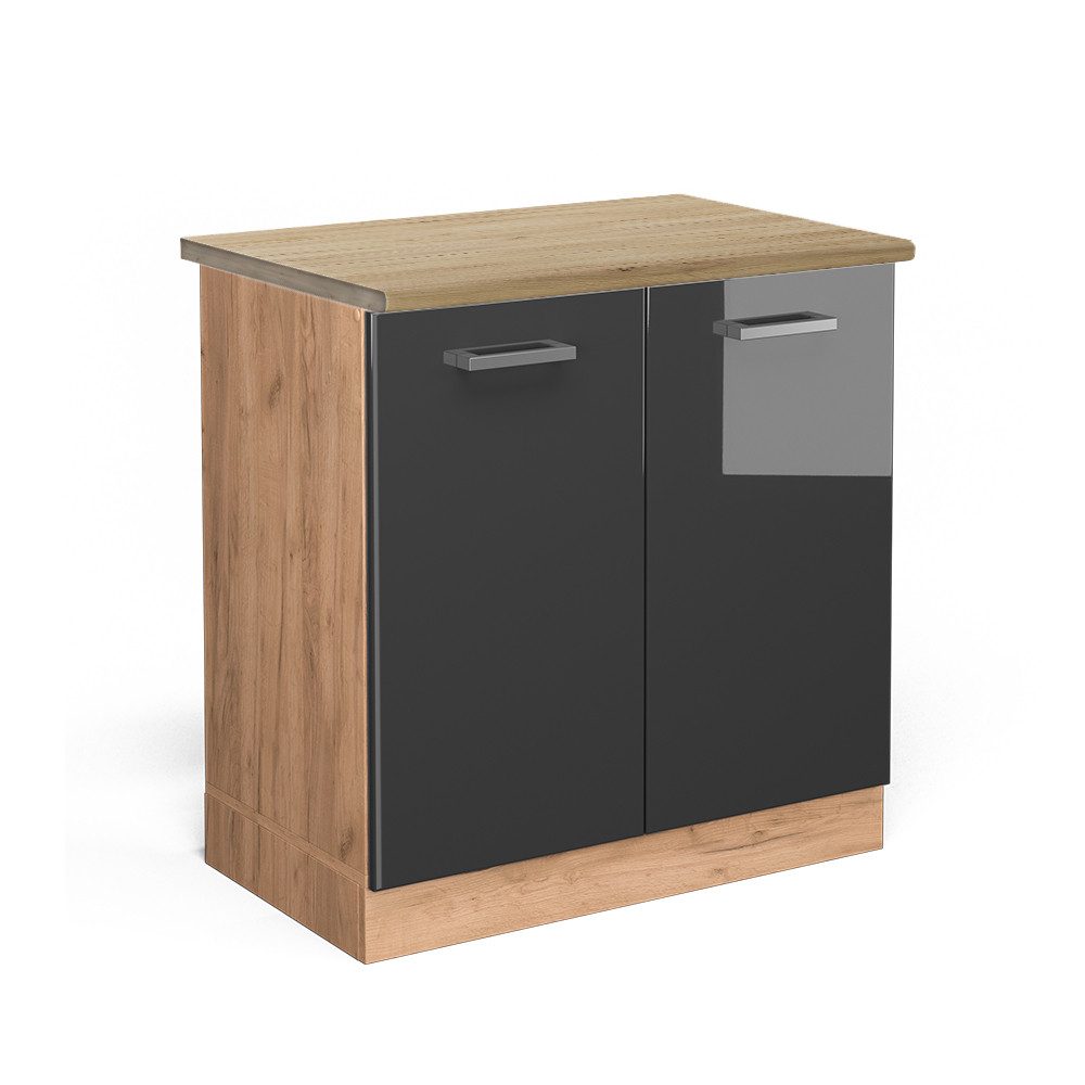Vicco Spülenunterschrank R-Line, Anthrazit Hochglanz/Goldkraft Eiche, günstig online kaufen