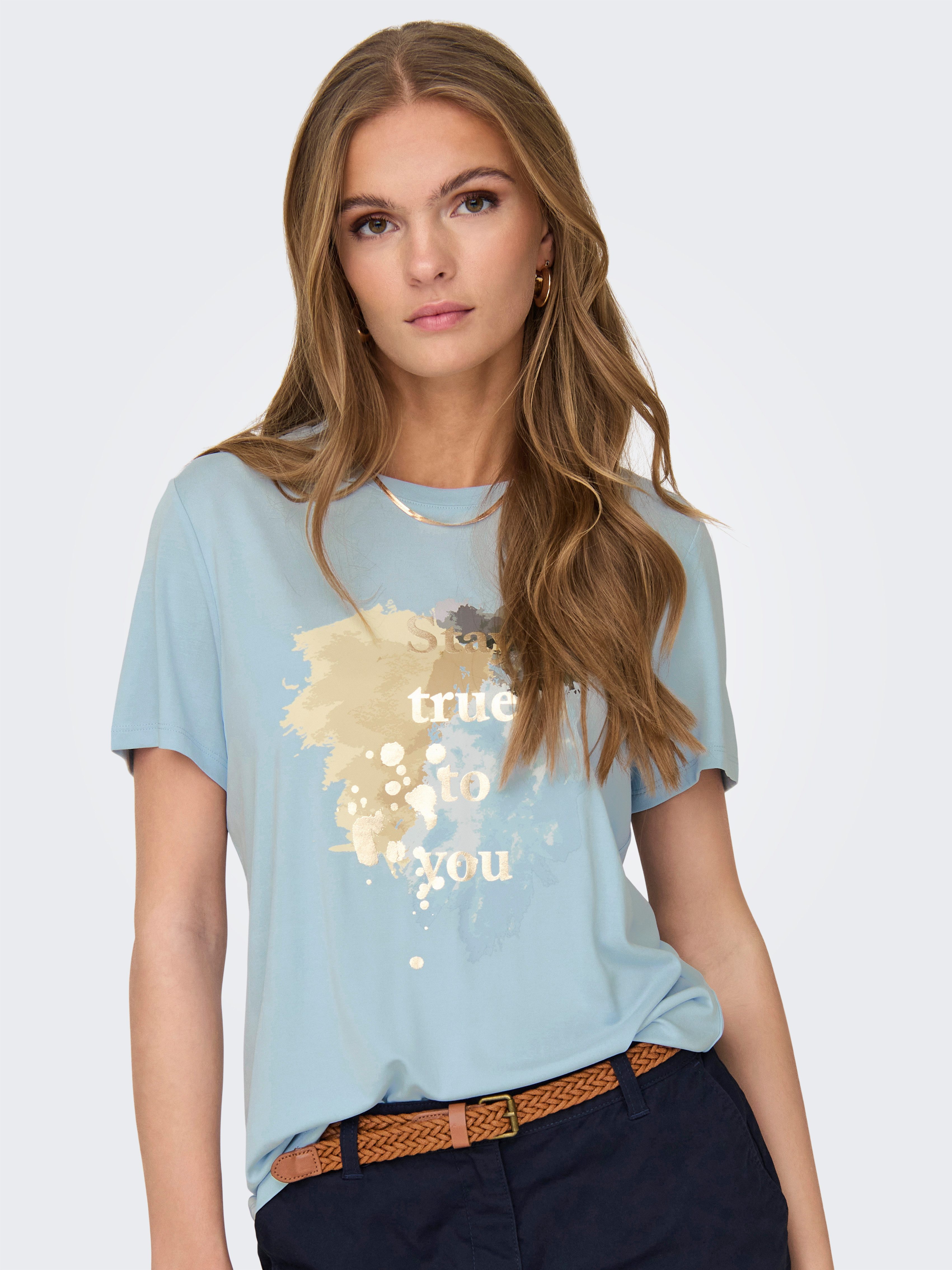 ONLY Kurzarmshirt ONLFREE LIFE REG S/S LEAF TOP BOX JRS günstig online kaufen