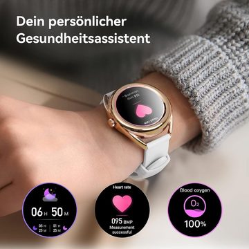 Parsonver Smartwatch (1,09 Zoll, Android und iOS), Damen Fashion Fitnessuhr mit Herzfrequenz Schlafmonitor Armbandänduhr